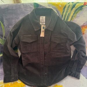 Boys gray corduroy button up top size medium 8 new without tag tag